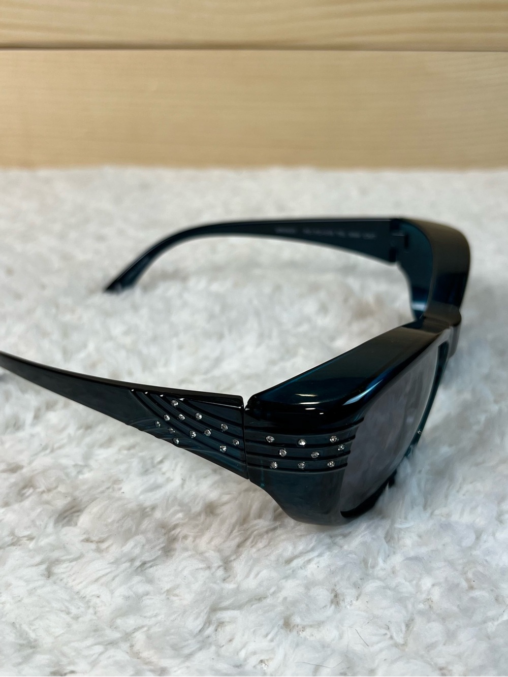 PolarOptics Black & Teal Sunglasses w/Crystal Bling - Cyberpunk Y2K Gorpcore Fun